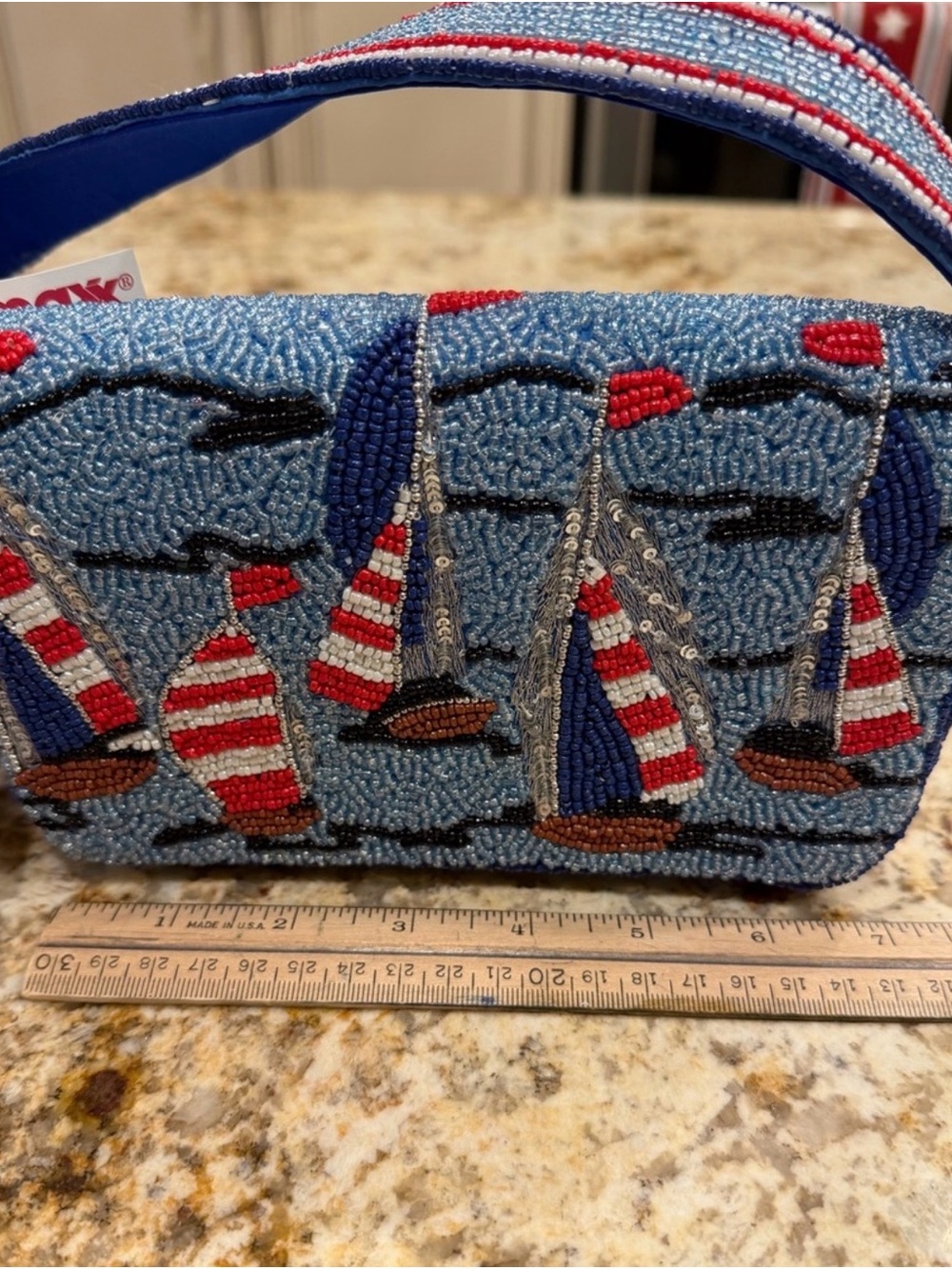 Viral Blue Beaded Sailboat Shoulder Bag - Picture 6 of 9